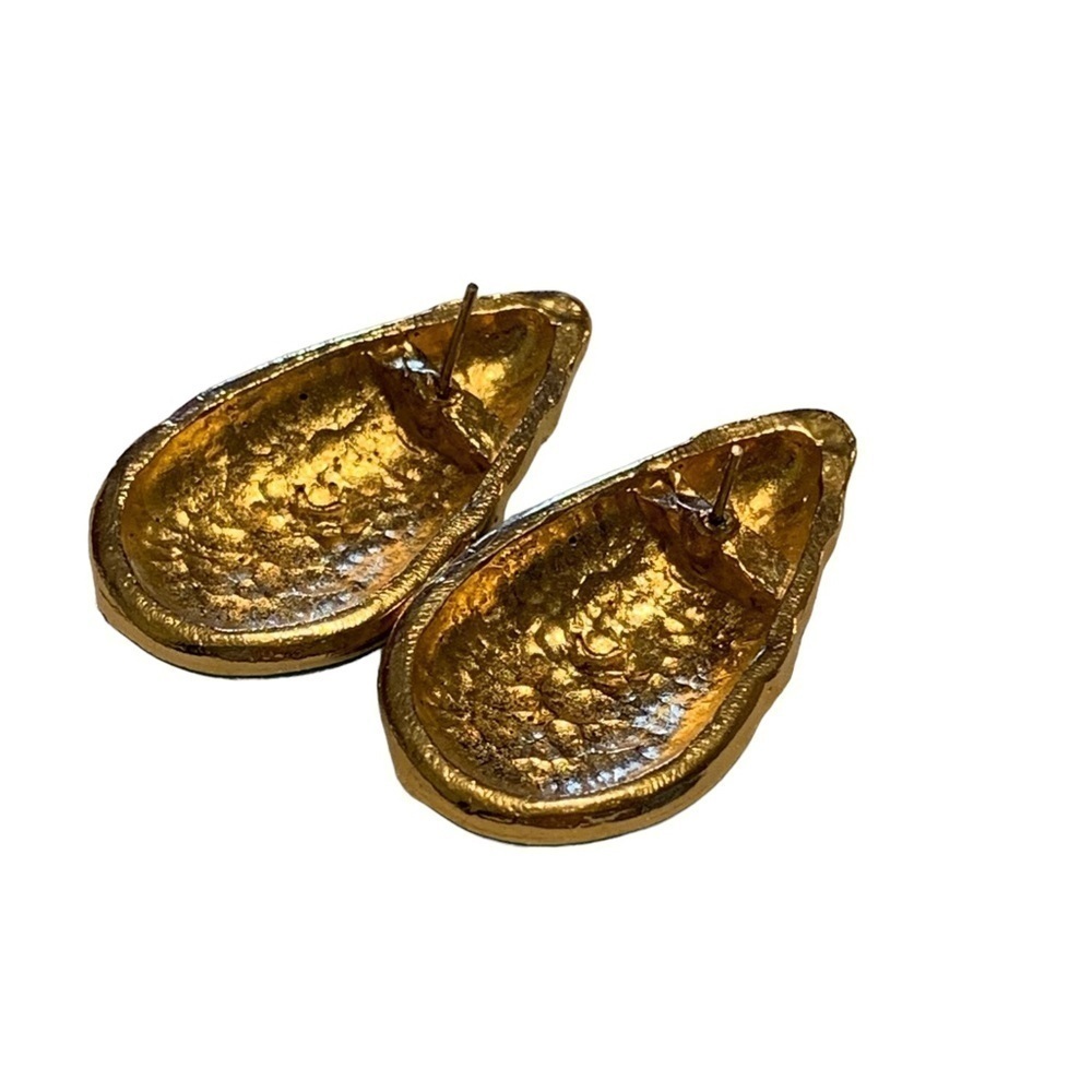 Vintage Enameled Earrings Blue Purple Gold - Picture 3 of 5